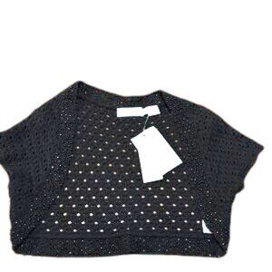 NWT Dana Buchman Black Open Knit Embellished Bolero Cardigan